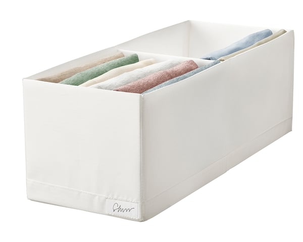 STUK box with compartments, white, 20x51x18 cm