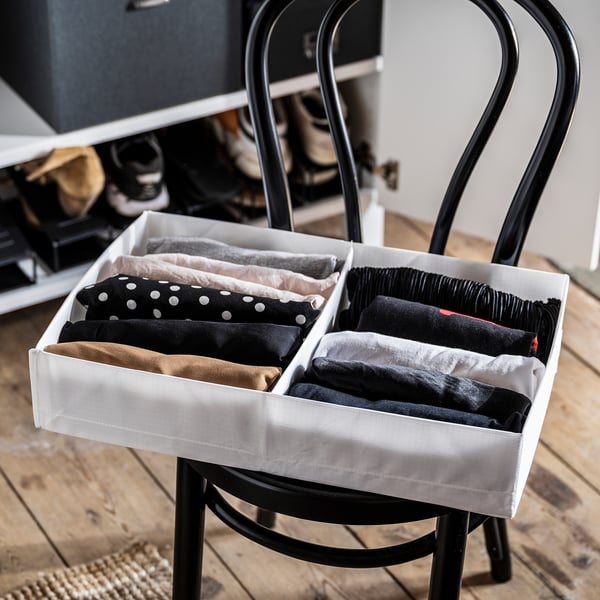 STUK box with compartments, white, 34x51x10 cm