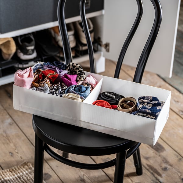STUK box with compartments, white, 20x51x10 cm