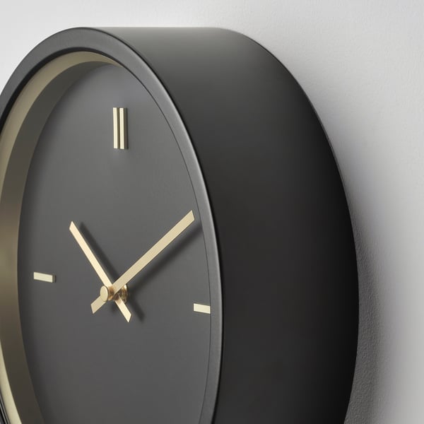 STURSK wall clock, black, 26 cm
