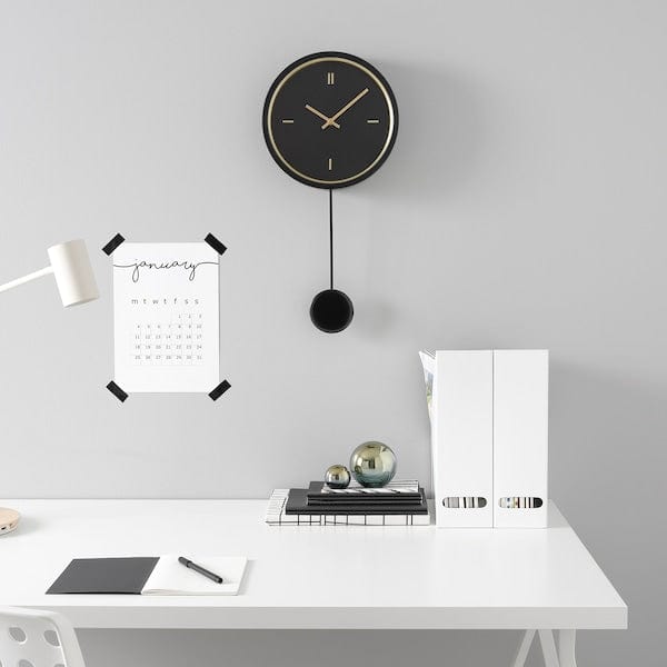 Ikea STURSK - Wall clock, black, 26 cm