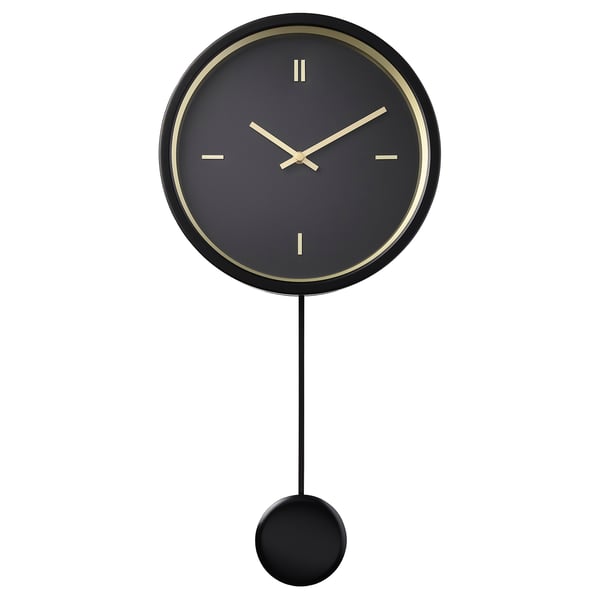 STURSK - STURSK Wall clock, black, 26 cm