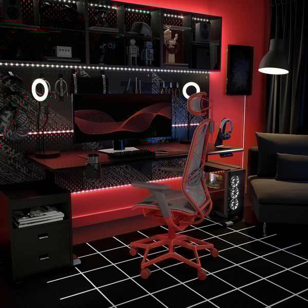 STYRSPEL - Gaming chair, gray / red