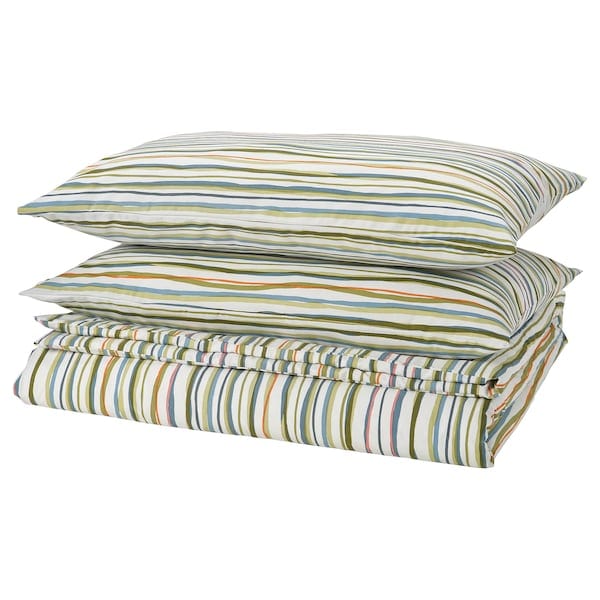 Ikea SUMPGRÖE - Duvet cover and 2 pillowcases, patterned/striped,240x220/50x80 cm-105.872.17