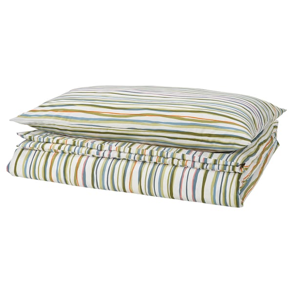 Ikea SUMPGRÖE - Duvet cover and pillowcase, patterned/ striped,150x200/50x80 cm-005.872.27