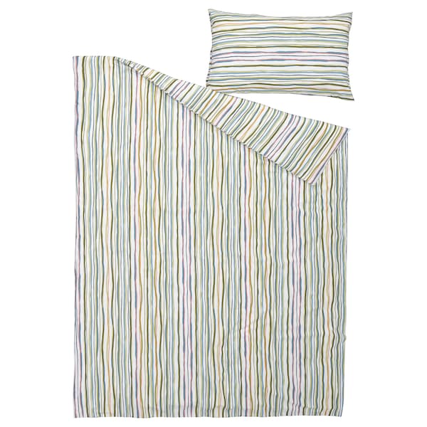 Ikea SUMPGRÖE - Duvet cover and pillowcase, patterned/ striped,150x200/50x80 cm-005.872.27