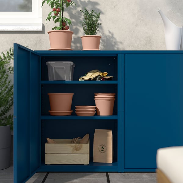 SUNDSÖ cabinet, dark blue outdoor/indoor, 60x35x86 cm