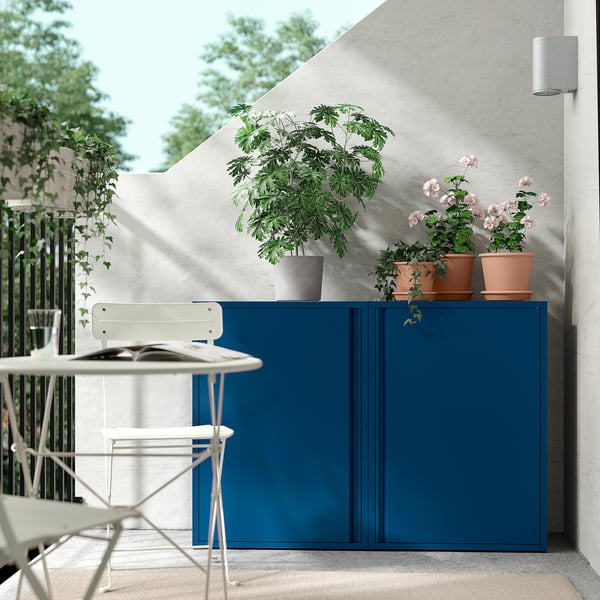 SUNDSÖ cabinet, dark blue outdoor/indoor, 60x35x86 cm