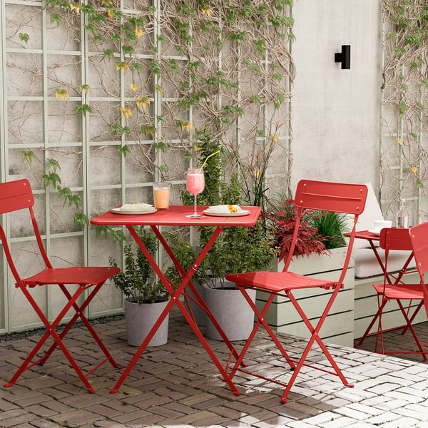 SUNDSÖ folding chair, bright red outdoor, 43x84x46 cm