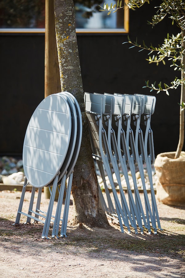 SUNDSÖ - Table+2 chairs, outdoor, grey/grey