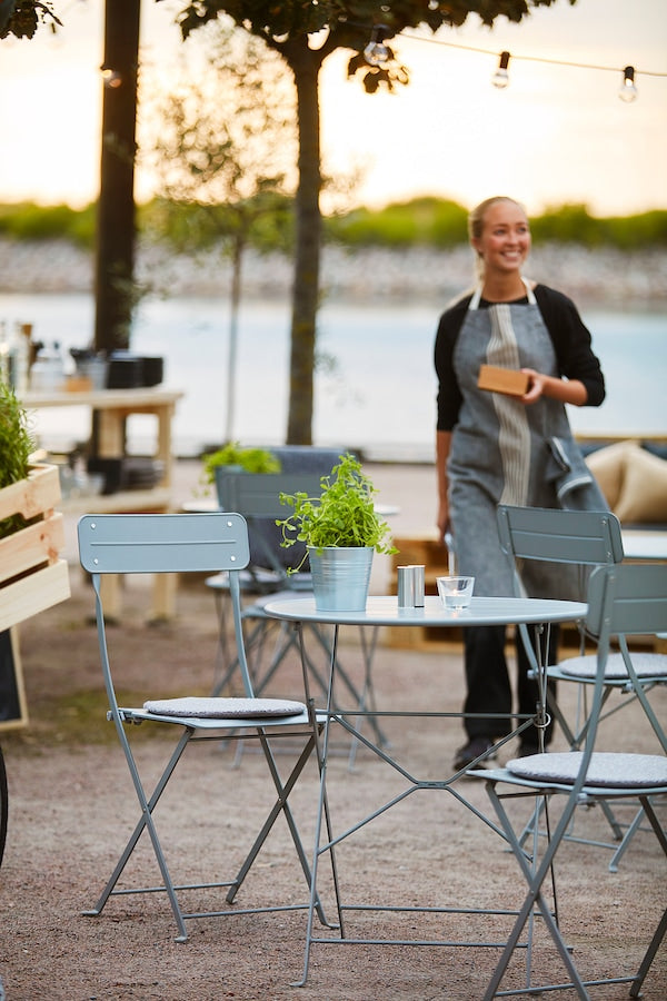 SUNDSÖ - Table+2 chairs, outdoor, grey/grey