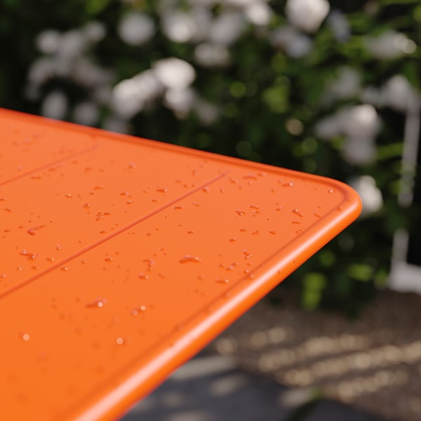 SUNDSÖ table, bright orange outdoor, 65x65 cm