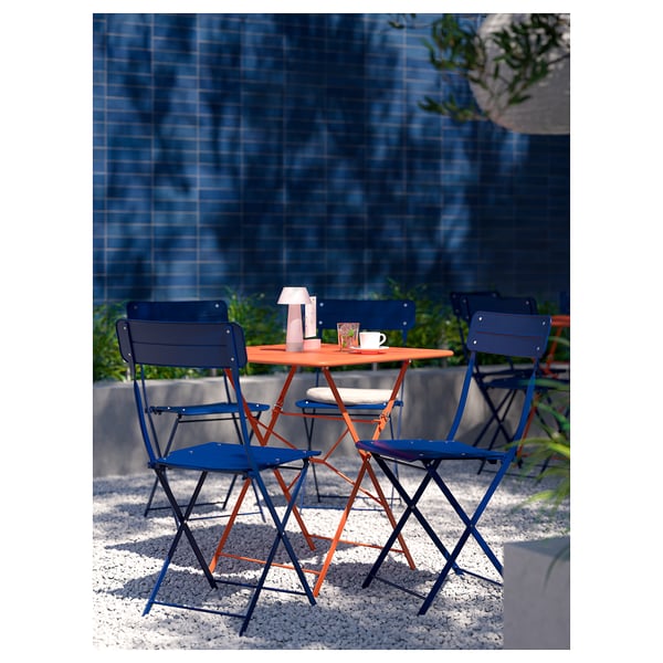 SUNDSÖ table, bright orange outdoor, 65x65 cm