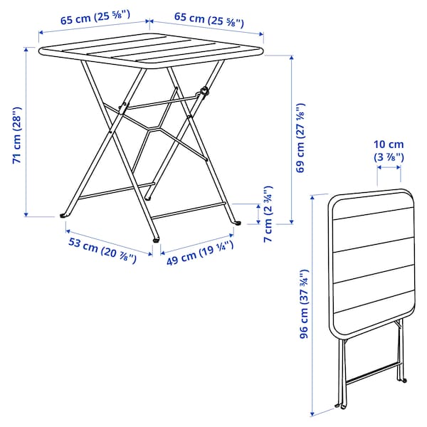 Ikea SUNDSÖ - Table, dark blue outdoor,65x65 cm