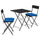 SUNDSÖ table and 2 folding chairs, outdoor anthracite/anthracite Klösan dark blue, 65x43 cm