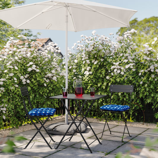 SUNDSÖ table and 2 folding chairs, outdoor anthracite/anthracite Klösan dark blue, 65x65 cm