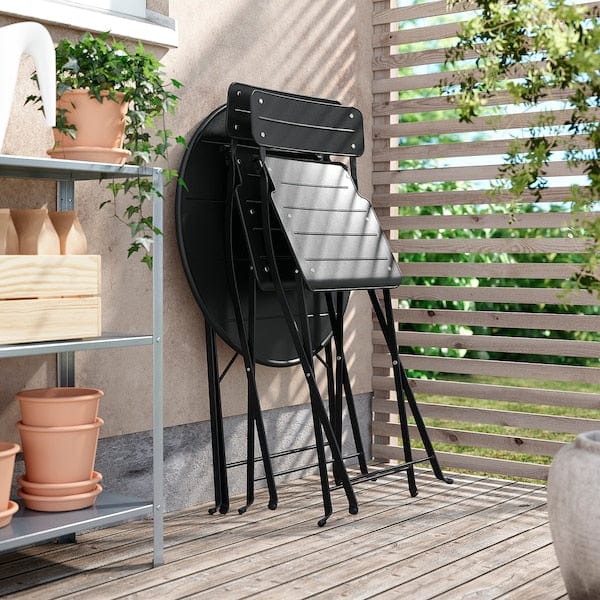 Ikea SUNDSÖ - Tavolo e 2 sedie pieghevoli, da esterno antracite/antracite Kuddarna grigio-beige chiaro,65 cm