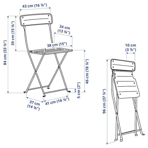 Ikea SUNDSÖ - Folding table and 2 chairs, outdoor anthracite/anthracite,65 cm