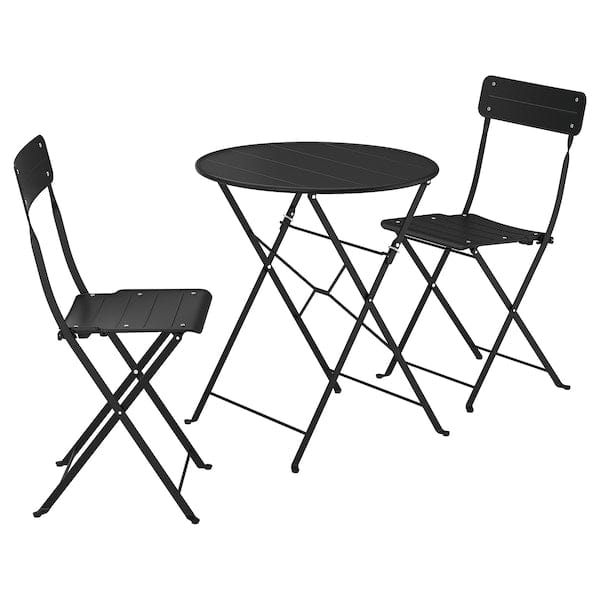 SUNDSÖ - Table and 2 folding chairs, outdoor anthracite/anthracite, 65 cm
