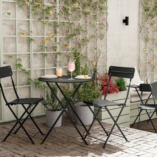 Ikea SUNDSÖ - Folding table and 2 chairs, outdoor anthracite/anthracite,65 cm