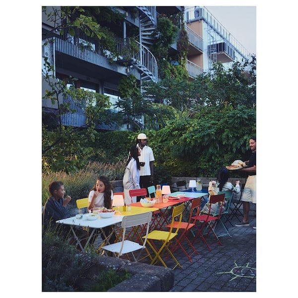 Ikea SUNDSÖ - Foldable table and 2 chairs, outdoor bright orange/ bright orange,65x65 cm