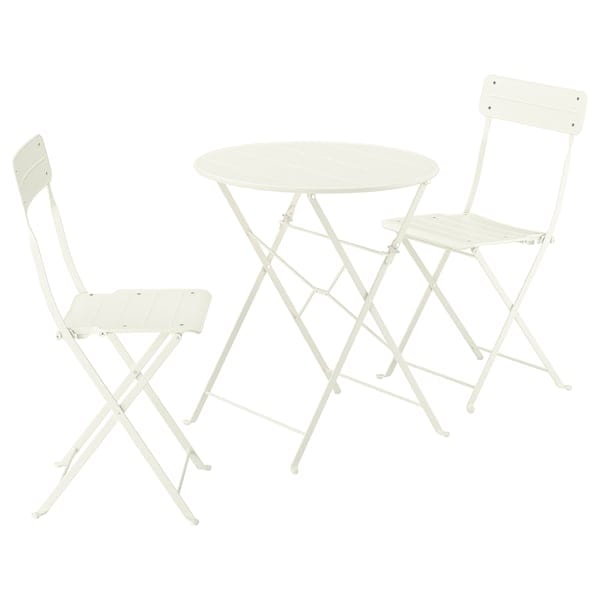 SUNDSÖ - Table and 2 folding chairs, outdoor off-white/off-white, 65 cm