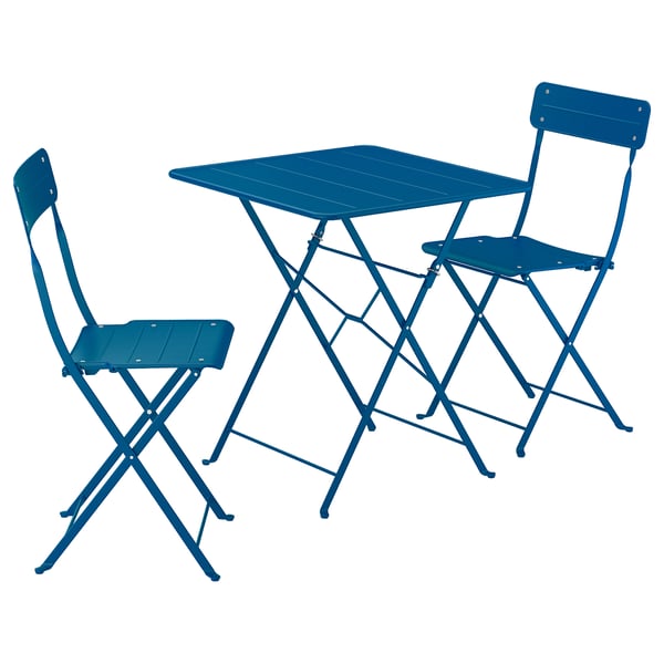 SUNDSÖ - SUNDSÖ Table and 2 folding chairs, outdoor dark blue/dark blue, 65x65 cm
