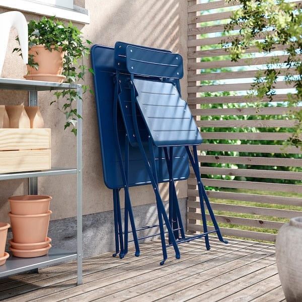 Ikea SUNDSÖ - Folding table and 2 chairs, outdoor dark blue/dark blue,65x65 cm