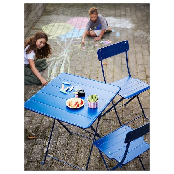 Ikea SUNDSÖ - Folding table and 2 chairs, outdoor dark blue/dark blue,65x65 cm