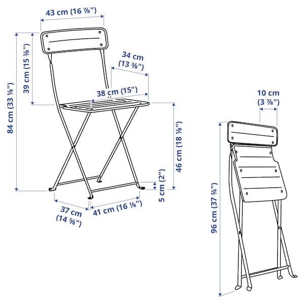 Ikea SUNDSÖ - Folding table and 2 chairs, outdoor canary yellow/canary yellow,65x65 cm