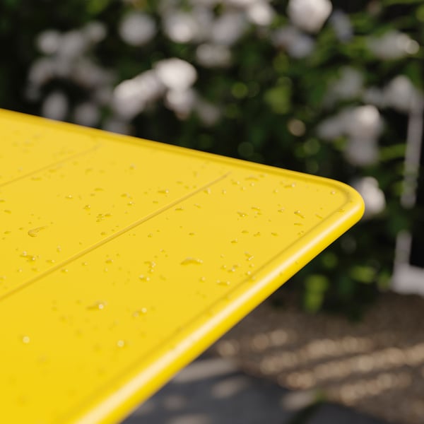 SUNDSÖ table, bright yellow outdoor, 65x65 cm