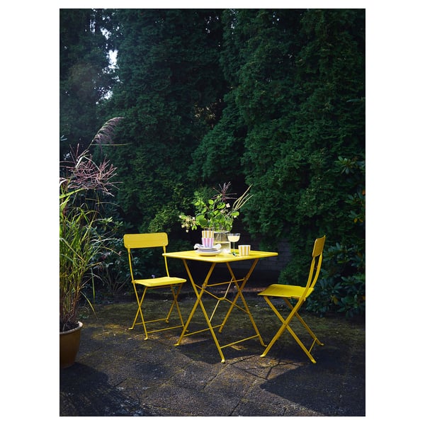 SUNDSÖ - SUNDSÖ Table, bright yellow outdoor, 65x65 cm