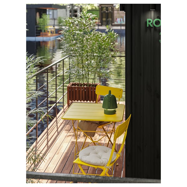 SUNDSÖ table, bright yellow outdoor, 65x65 cm