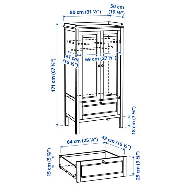 Ikea SUNDVIK - Wardrobe, grey, 80x50x171 cm