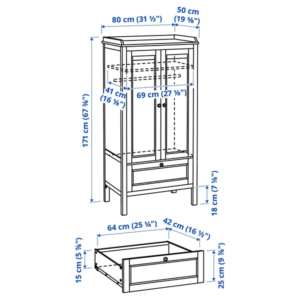 SUNDVIK wardrobe, grey, 80x50x171 cm