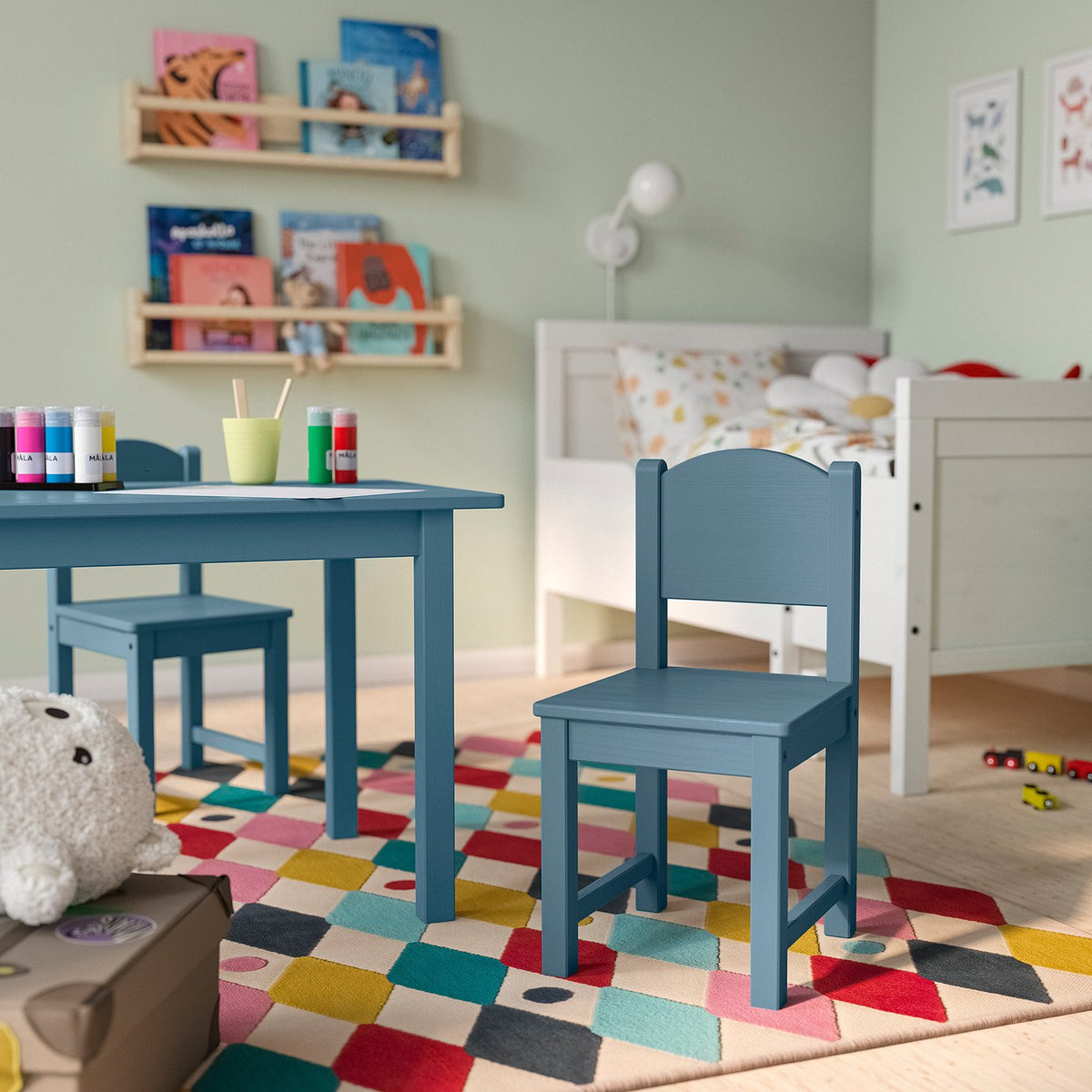 SUNDVIK children's chair, blue, 28x55x29 cm
