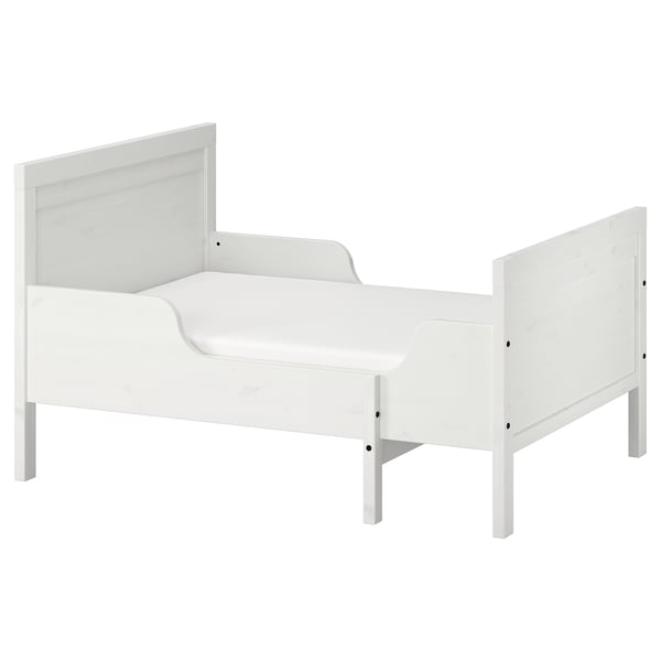 SUNDVIK ext bed frame with slatted bed base, white, 80x200 cm