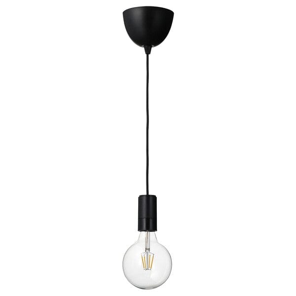 Ikea SUNNEBY / LUNNOM - Pendant lamp with bulb, black / adjustable light intensity globe ,