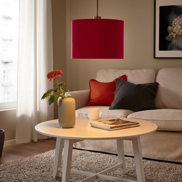 SUNNEBY / MOLNSKIKT pendant lamp, black/dark red velvet, 33 cm