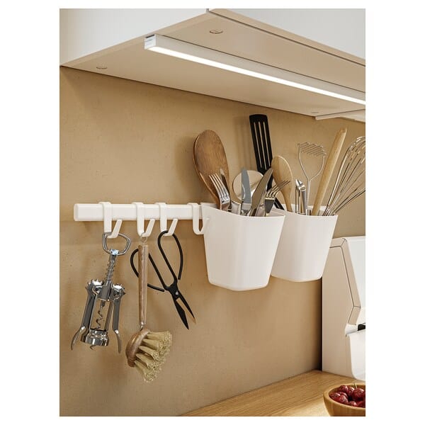 Ikea SUNNERSTA - Rail with 4 hooks and 2 containers, white