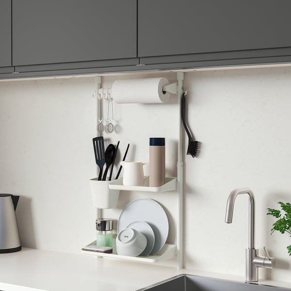 SUNNERSTA - SUNNERSTA Adjustable rack with hooks