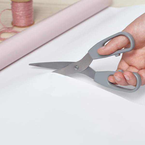 SVÄRDFISK scissors, set of 2, stainless steel grey/grey-turquoise