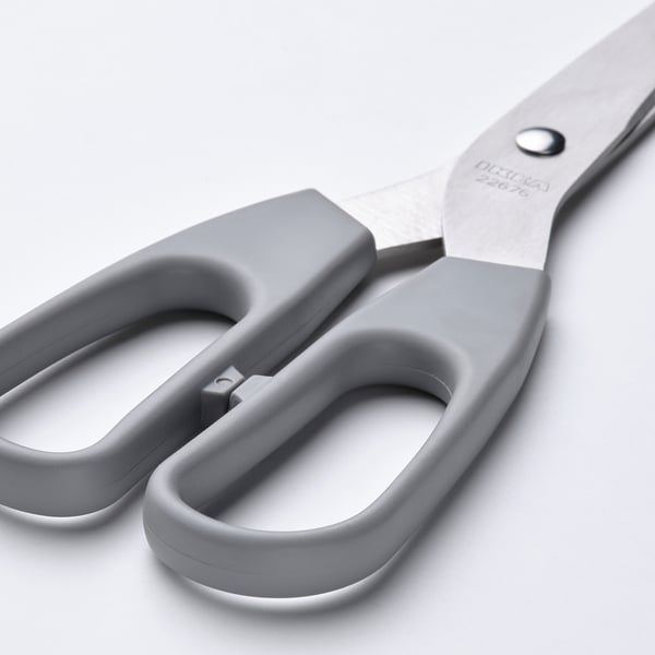 SVÄRDFISK scissors, set of 2, stainless steel grey/grey-turquoise