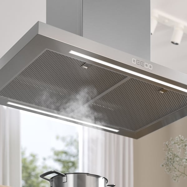 SVÄVANDE ceiling-mounted extractor hood, stainless steel, 90 cm