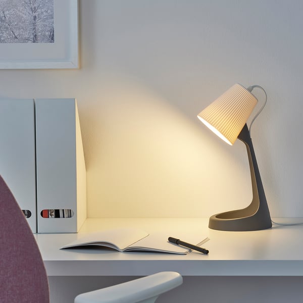 SVALLET work lamp, dark grey/white, 11 cm