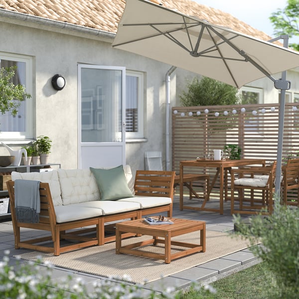 SVALÖN - SVALÖN Parasol, hanging, light grey-beige, 300x200 cm
