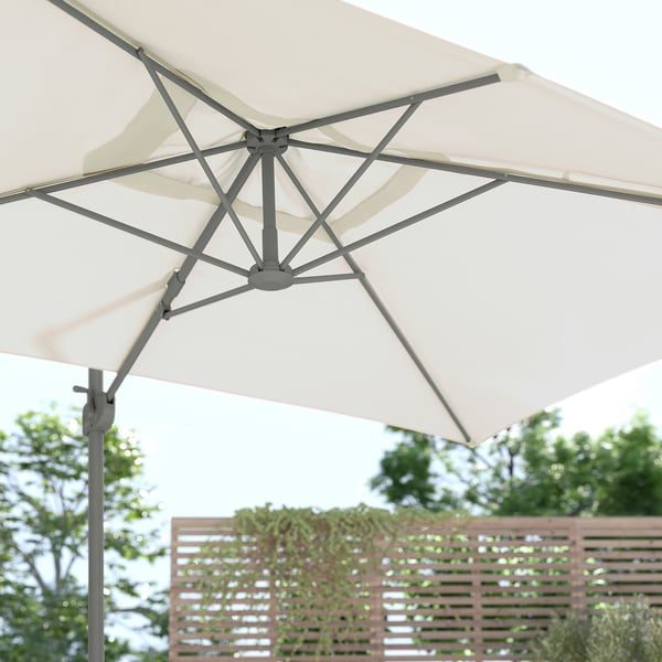 SVALÖN - SVALÖN Parasol, hanging, light grey-beige, 300x200 cm