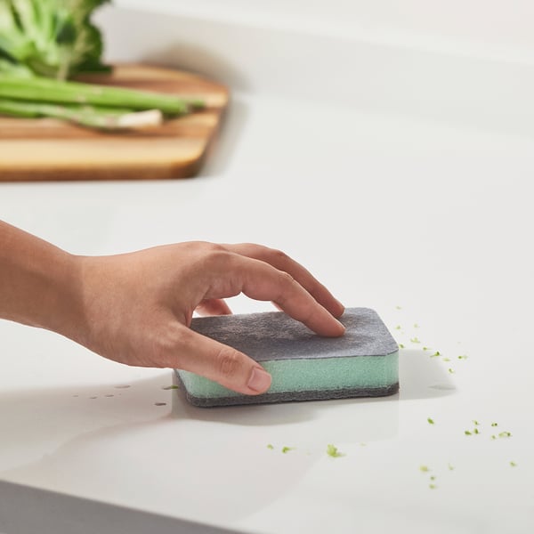 SVAMPIG sponge, grey-green, 11x7 cm, 3 pack