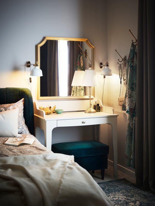 SVANSELE mirror, gold-colour, 78x78 cm