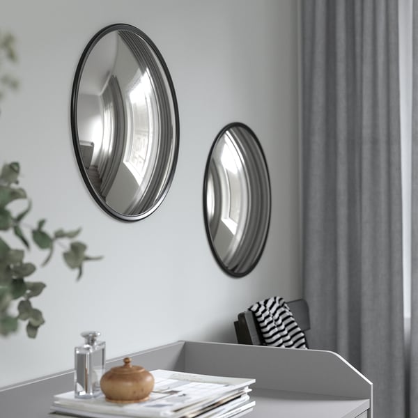 SVARTBJÖRK decorative convex mirror, black, 41 cm
